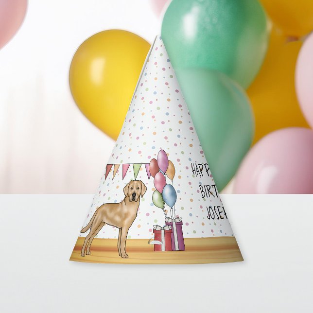 Yellow Labrador Retriever Lab Dog Happy Birthday Party Hat (Creator Uploaded)