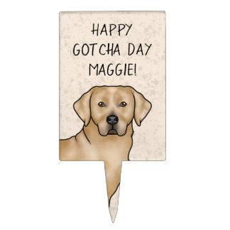 Yellow Labrador Retriever Lab Dog Happy Gotcha Day Cake Topper