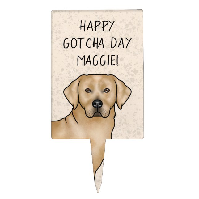 Yellow Labrador Retriever Lab Dog Happy Gotcha Day Cake Topper (Front)
