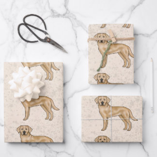 Yellow Labrador Retriever Lab Dog Pattern Beige Wrapping Paper Sheets