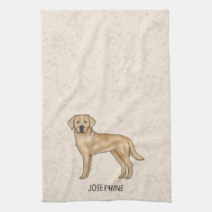 Yellow Labrador Retriever Lab Dog Your Name Beige Kitchen Towel