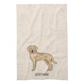 Yellow Labrador Retriever Lab Dog Your Name Beige Kitchen Towel