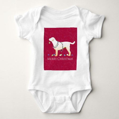 Yellow Labrador Retriever Merry Christmas Design Baby Bodysuit