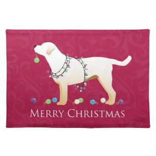 Yellow Labrador Retriever Merry Christmas Design Cloth Placemat