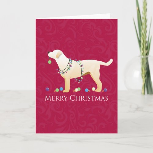 Yellow Labrador Retriever Merry Christmas Design Holiday Card