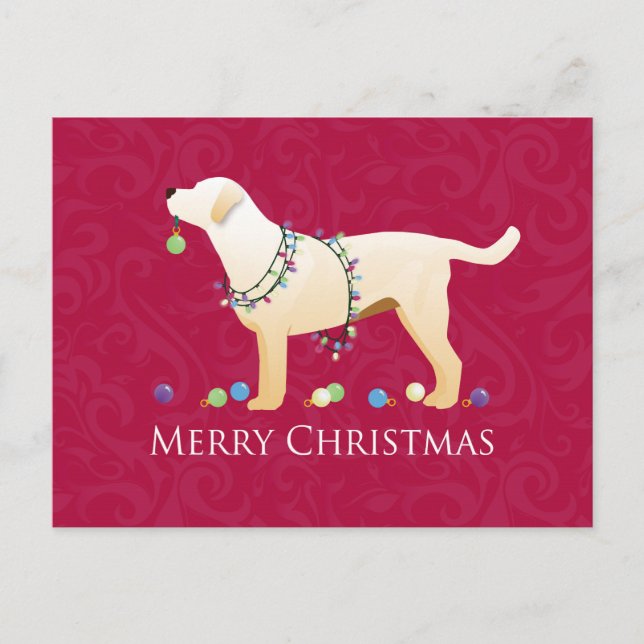 Yellow Labrador Retriever Merry Christmas Design Holiday Postcard (Front)
