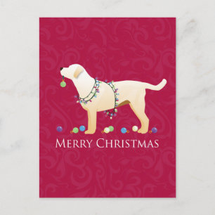 Yellow Labrador Retriever Merry Christmas Design Holiday Postcard