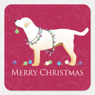 Yellow Labrador Retriever Merry Christmas Design Square Sticker