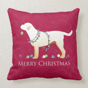 Yellow Labrador Retriever Merry Christmas Design Throw Pillow