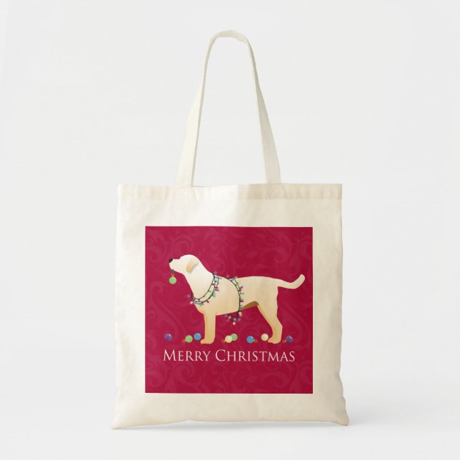 Yellow Labrador Retriever Merry Christmas Design Tote Bag (Front)