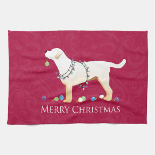 Yellow Labrador Retriever Merry Christmas Design Towel