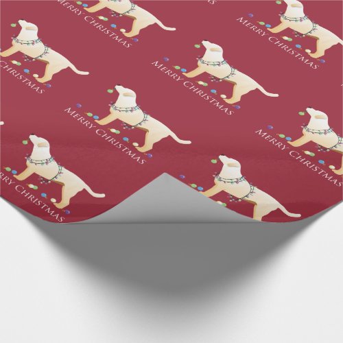 Yellow Labrador Retriever Merry Christmas Design Wrapping Paper