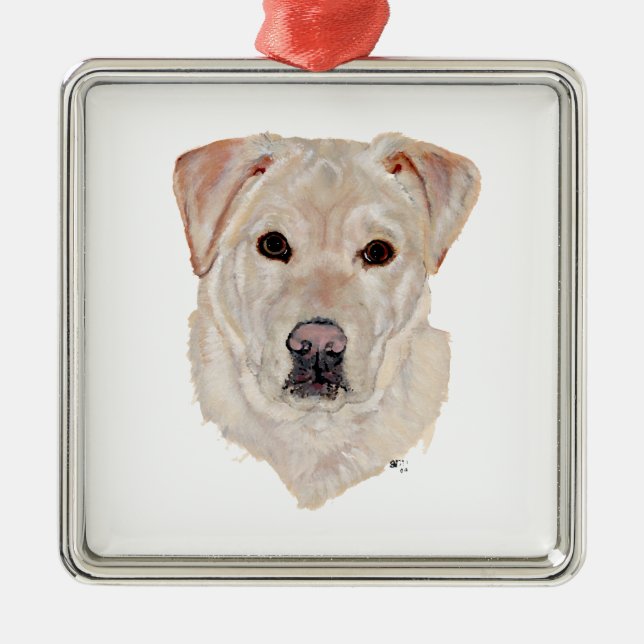 Yellow Labrador Retriever Metal Ornament (Front)