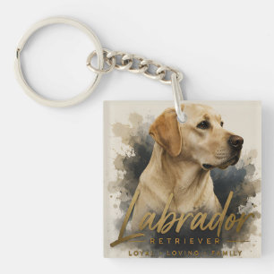 Yellow Labrador Retriever Modern Portrait Loyal Keychain