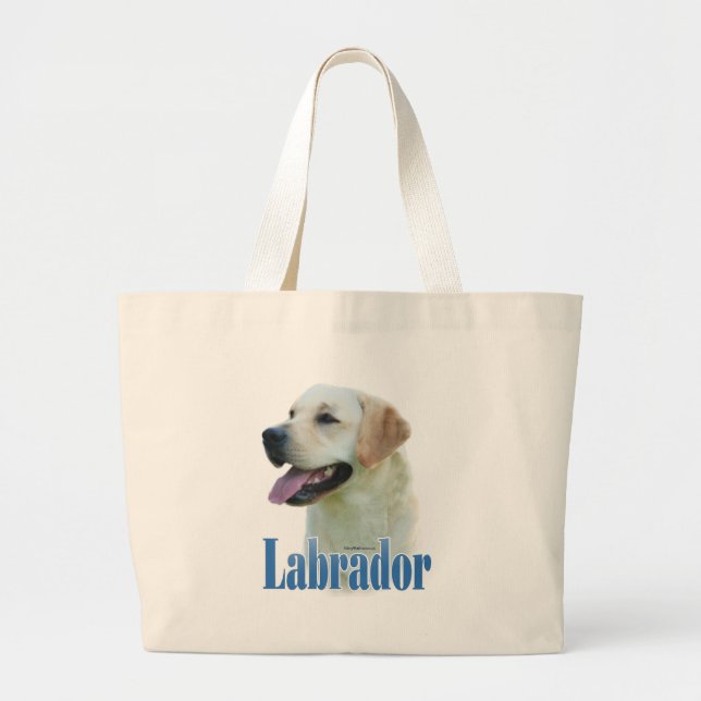 Yellow Labrador Retriever Name Large Tote Bag (Front)