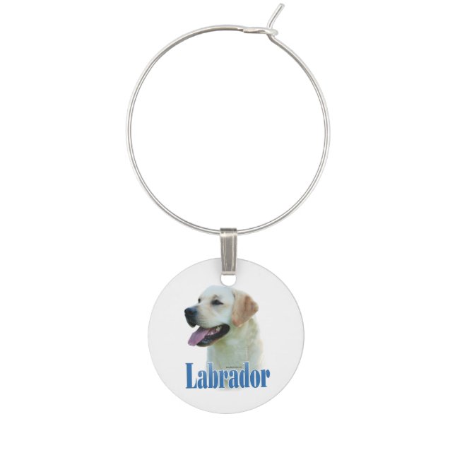 Yellow Labrador Retriever Name Wine Charm (Front)