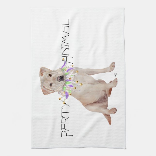 Yellow Labrador Retriever Party Kitchen Towel (Vertical)