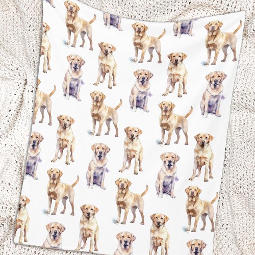 Yellow Labrador Retriever Pattern Dog Lover Fleece Blanket