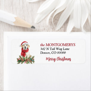 Yellow Labrador Retriever Pine Bough Christmas Label