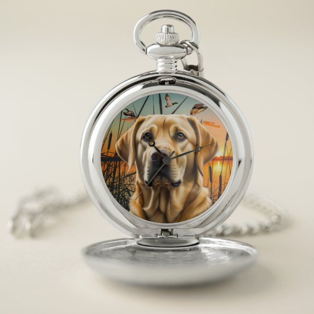Yellow Labrador Retriever Pocket Watch (Inside)