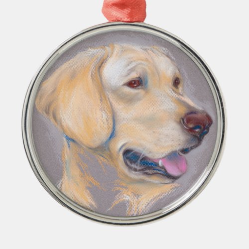 Yellow Labrador Retriever Portrait Metal Ornament