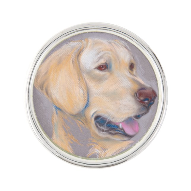 Yellow Labrador Retriever Portrait Pin (Front)