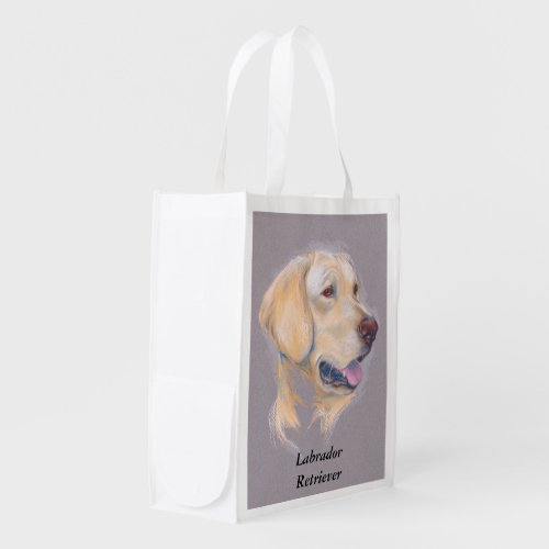 Yellow Labrador Retriever Portrait Reusable Grocery Bag