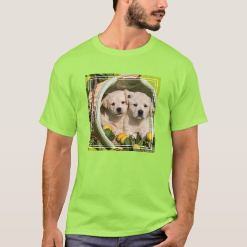 Yellow Labrador Retriever Puppies in a Basket T_Shirt