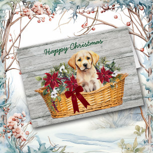 Yellow Labrador Retriever Puppy Basket Holiday Cards