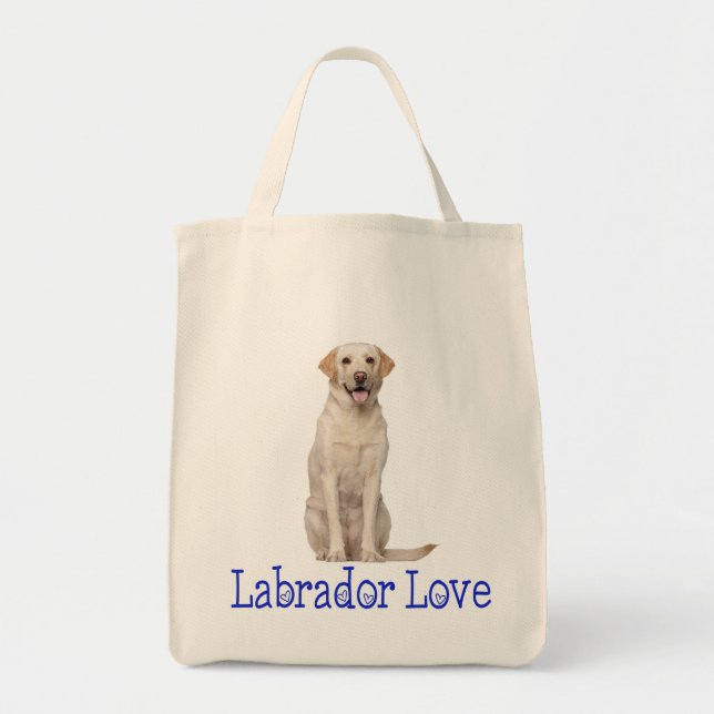 Yellow Labrador Retriever Puppy Dog Love Tote Bag (Front)