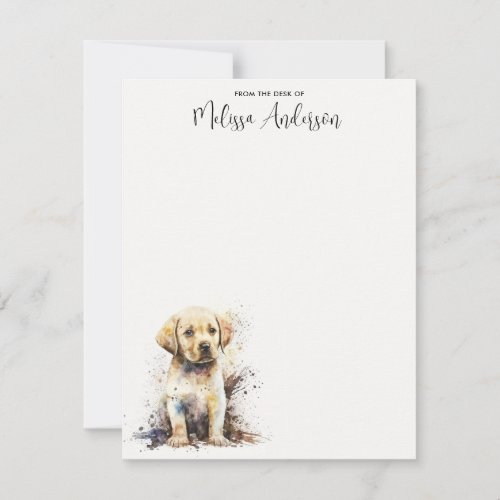 Yellow Labrador Retriever Puppy Dog Watercolor  Note Card