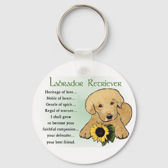 Yellow Labrador Retriever Puppy Gifts Keychain (Front)