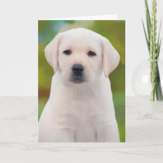 Yellow Labrador Retriever Puppy Greeting Cards (Front)