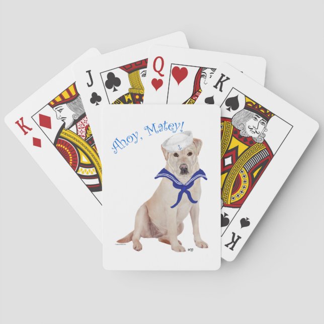 Yellow Labrador Retriever Sailor Poker Cards (Back)
