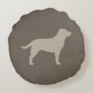 Yellow Labrador Retriever Silhouette Dog Breed Round Pillow