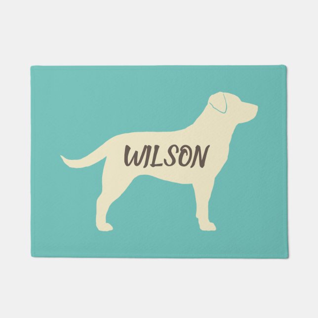 Yellow Labrador Retriever Silhouette Lab Lover's Doormat (Front)