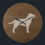 Yellow Labrador Retriever Silhouette Large Clock<br><div class="desc">Yellow Lab Wall Clock. Wood design is printed,  not real wood.</div>