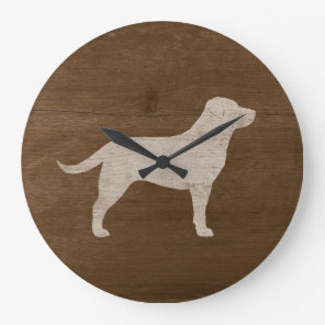 Yellow Labrador Retriever Silhouette Large Clock