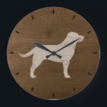 Yellow Labrador Retriever Silhouette Large Clock<br><div class="desc">Yellow Lab Wall Clock. Wood design is printed,  not real wood.</div>