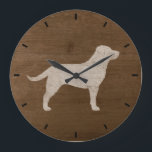 Yellow Labrador Retriever Silhouette Large Clock<br><div class="desc">Yellow Lab Wall Clock. Wood design is printed,  not real wood.</div>