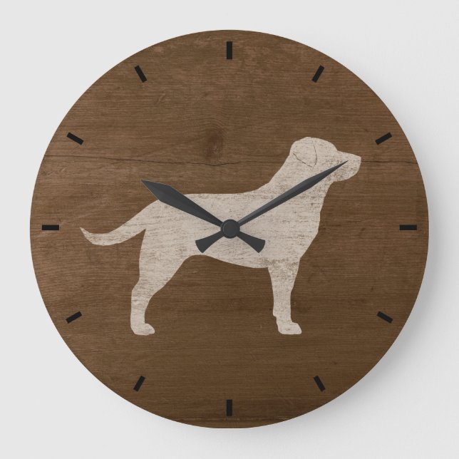 Yellow Labrador Retriever Silhouette Large Clock (Front)
