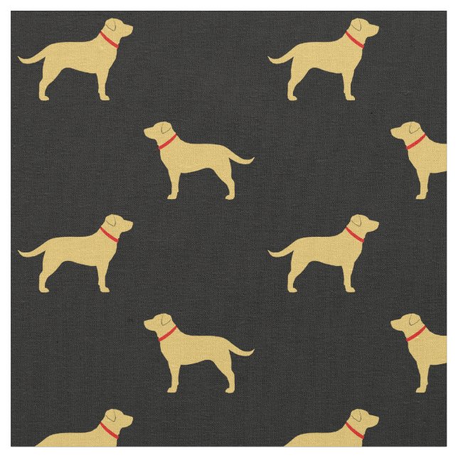 Yellow Labrador Retriever Silhouettes Collars Fabric (Close Up)