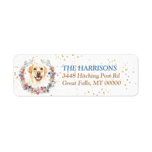 Yellow Labrador Retriever Spring Flowers Wreath Label