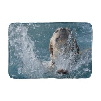 Yellow Labrador Retriever Swimming Bath Mat by WackemArt at Zazzle