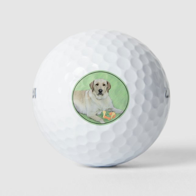 Yellow Labrador Retriever & Tennis Balls Painting (Front)