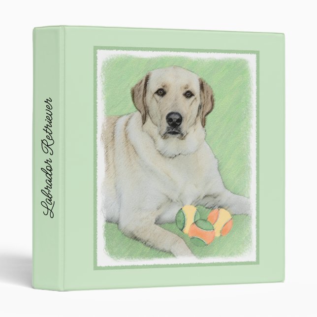 Yellow Labrador Retriever & Tennis Balls Painting 3 Ring Binder (Front/Spine)