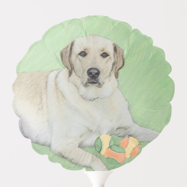 Yellow Labrador Retriever & Tennis Balls Painting Balloon (Front)