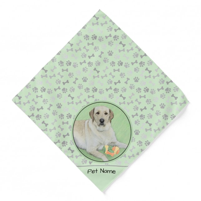 Yellow Labrador Retriever & Tennis Balls Painting Bandana (Front)