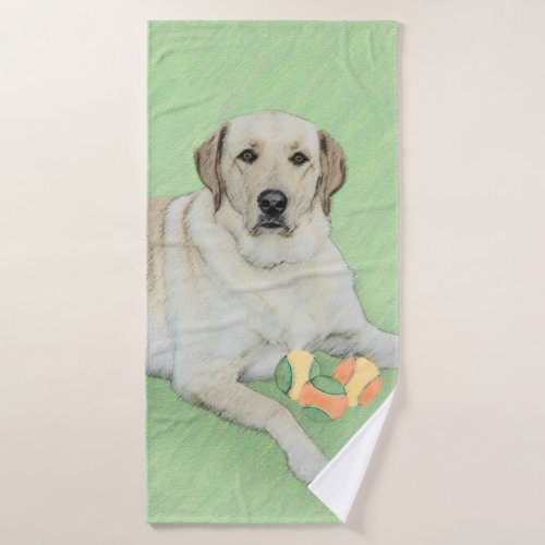 Yellow Labrador Retriever  Tennis Balls Painting Bath Towel Set