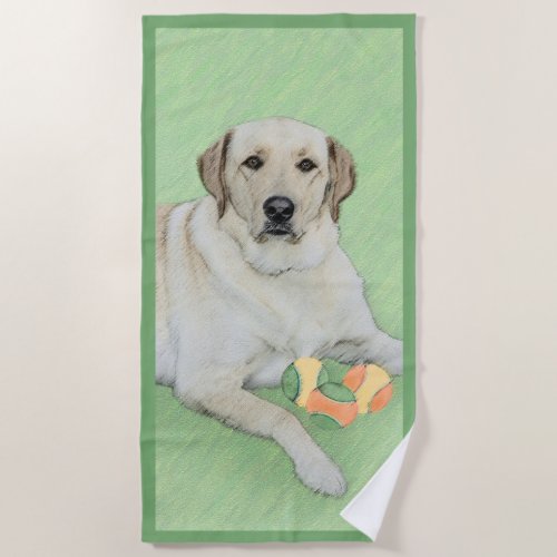 Yellow Labrador Retriever  Tennis Balls Painting Beach Towel